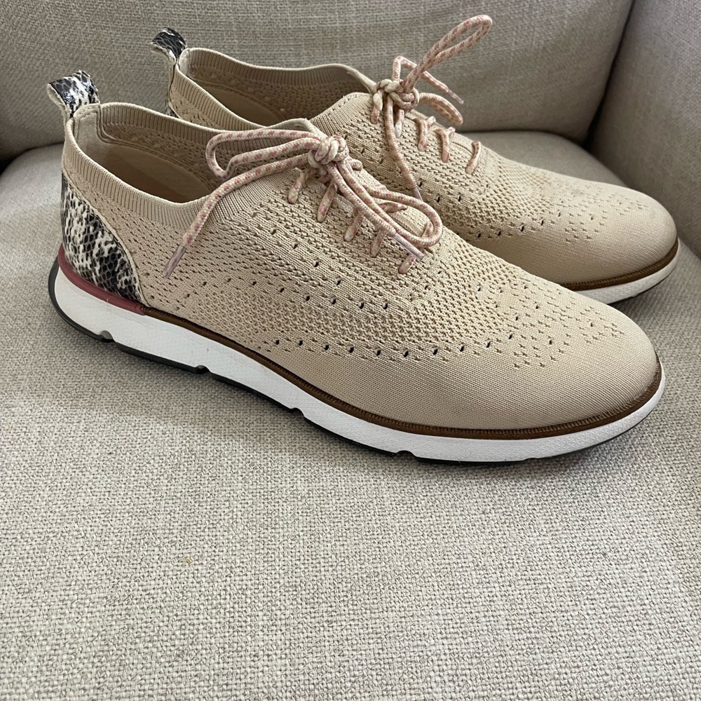 Cole Haan Beige and Snake Print Sneakers! Excellent condition -